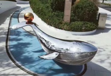 不锈钢海豚-户外大型动物雕塑公园广场喷泉水景摆件