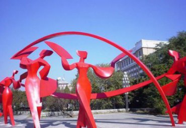 公园摆放不锈钢抽象扇子舞人物雕塑