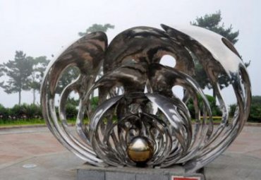 公园摆放不锈钢抽象贝壳珍珠雕塑